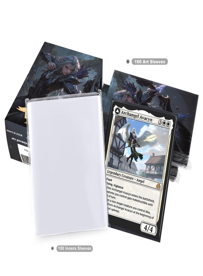 Katomula 100 MTG Card Sleeves with 100 Inner Sleeve, Textured Back Art Sleeves, Fit Standard Size Cards-Dark Elven Archer - Image 5